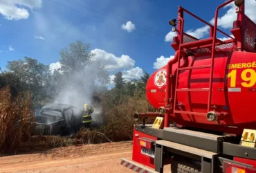 Incêndio veicular após acidente deixa homem ferido em Guarantã do Norte