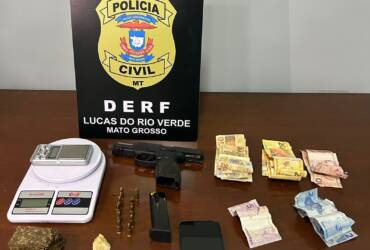 Traficante é preso com droga e arma de calibre restrito em Lucas do Rio Verde