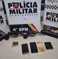 Dois faccionados são detidos pela PM com armas após perseguição em Cáceres