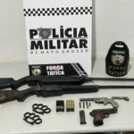 Força Tática apreende arsenal e fecha ponto de tráfico durante operações em Tangará da Serra