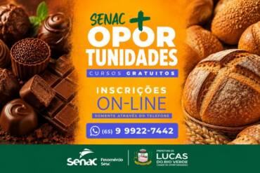 Lucas do Rio Verde abre inscrições para cursos gratuitos de panificação e chocolateria