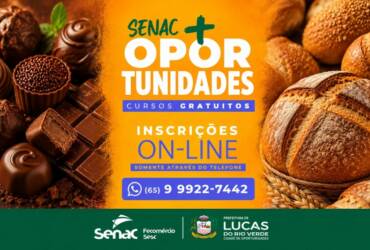 Lucas do Rio Verde abre inscrições para cursos gratuitos de panificação e chocolateria