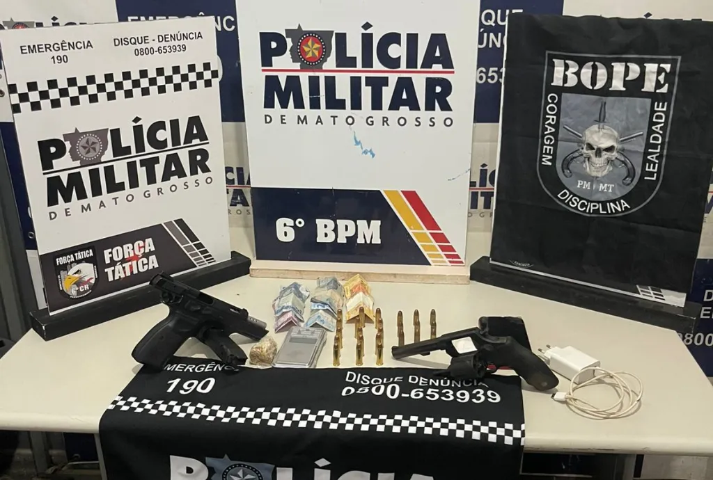Polícia Militar detém cinco faccionados com armas e drogas em Cáceres