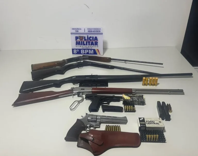 Feminicídio evitado em Alta Floresta: PM apreende armas