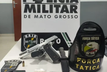 Armas apreendidas do tribunal do crime em Guarantã do Norte