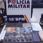Adolescente com mochila infantil é apreendido pela Rotam com maconha e caderno do tráfico em Pontes e Lacerda