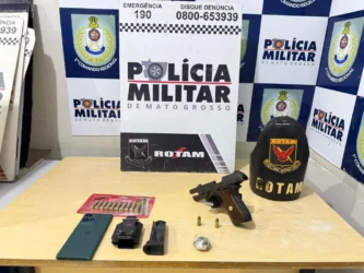 Rotam prende dois homens com pistola e munições em Cuiabá