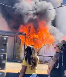 Incêndio em distribuidora mobiliza Bombeiros no centro de Lucas do Rio Verde