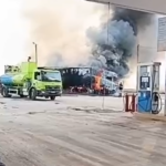 Veículo em chamas dentro de posto de combustível causa susto em Várzea Grande