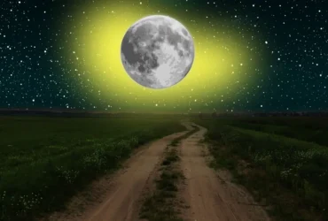 Lua iluninando a estrada da fazenda em mt