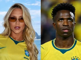 Virginia Fonseca acompanha jogo de Vini Jr e comemora gol da Seleção