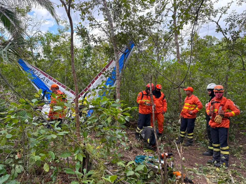 Bombeiros e Ciopaer localizam destroços de ultraleve e encontram piloto morto em área de mata