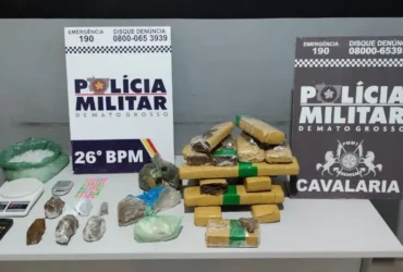 Cavalaria da PM apreende 13,7 kg de drogas e detém dupla em Nova Mutum