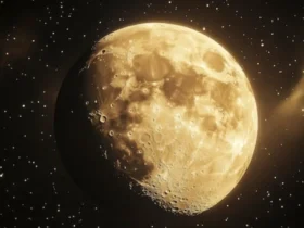 Lua Nova no céu noturno.