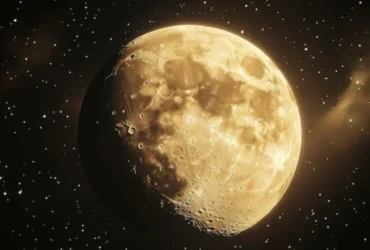 Lua Nova no céu noturno.