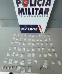 Tráfico de drogas em Nova Mutum: PM prende dupla com 70 porções