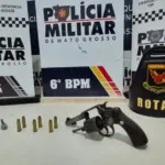 Rotam e 6º CR estouram base de facção, apreendem revólver .38 e prendem trio em Cáceres