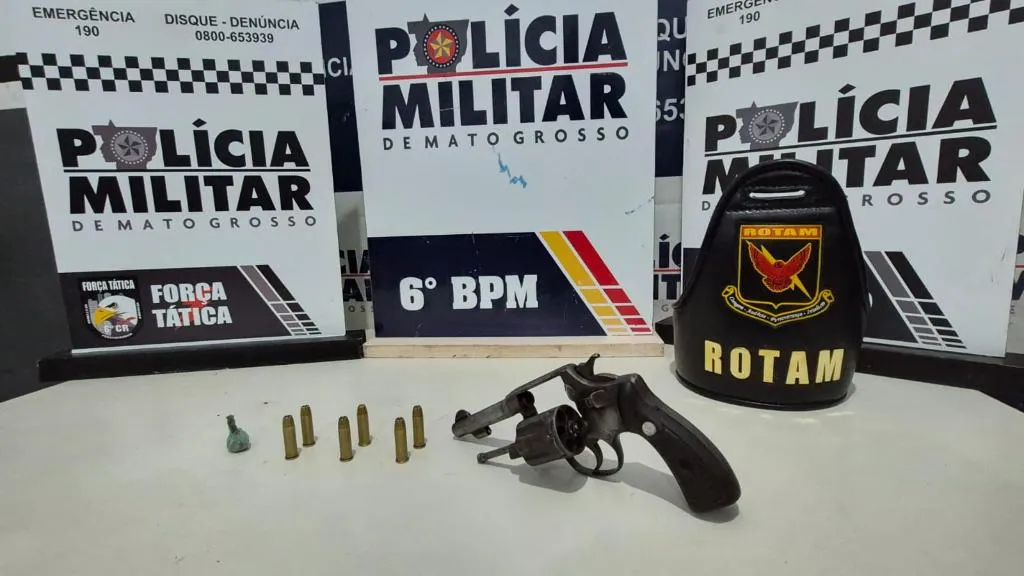 Rotam e 6º CR estouram base de facção, apreendem revólver .38 e prendem trio em Cáceres