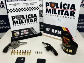 Foto das armas apreendidas com os faccionados em Cáceres