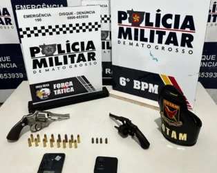 Foto das armas apreendidas com os faccionados em Cáceres