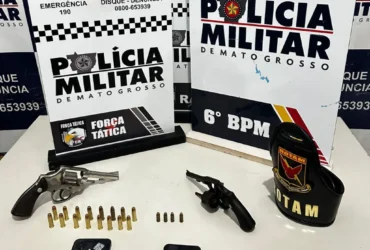 Foto das armas apreendidas com os faccionados em Cáceres