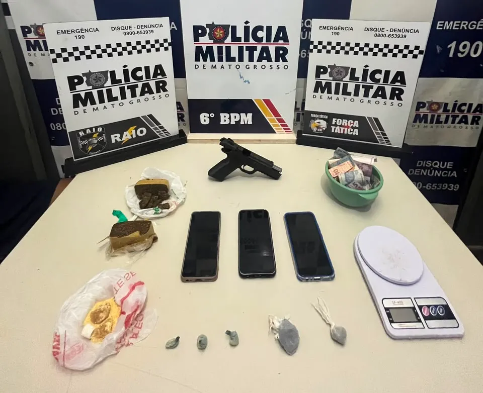Operação Território Livre prende homem e apreende menor com pistola 9mm e drogas em Cáceres