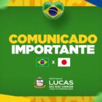 Prefeitura de Lucas do Rio Verde altera horário de expediente na segunda-feira (29) devido ao jogo do Brasil