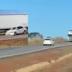 (VÍDEO) Motorista embriagado invade contramão e provoca colisão com carreta na BR-364 em Juscimeira
