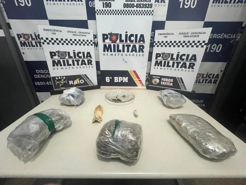 Três são conduzidos por tráfico de drogas com maconha em Cáceres