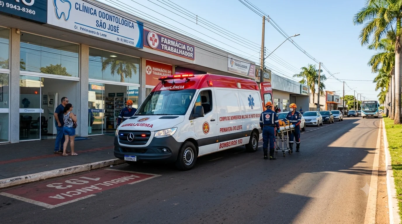 Corpo de Bombeiros socorre trabalhador após queda de 4 metros em Primavera do Leste