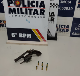 Arma e munições apreendidas