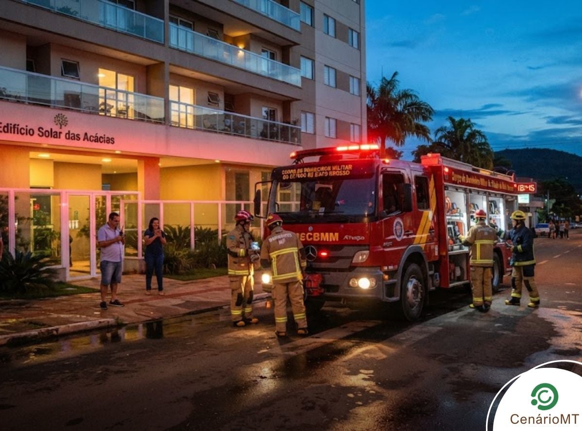 Princípio de incêndio em apartamento mobiliza bombeiros em Cuiabá