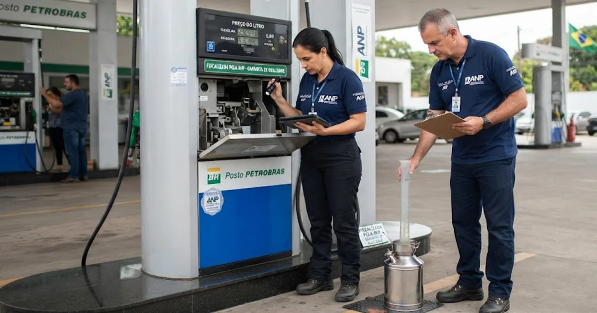 Fiscais da ANP realizam vistoria em bombas de postos de combustíveis