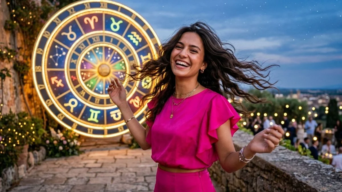 Mulher observando os signos do zodíaco