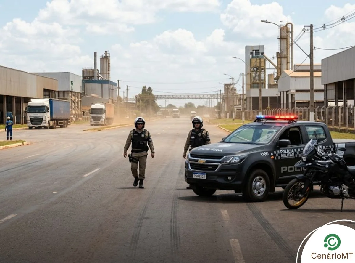 Equipe de patrulha da polícia civil em parque industrial