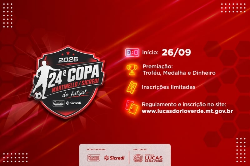 24ª Copa Martinello Sicredi de Futsal abre inscrições em Lucas do Rio Verde