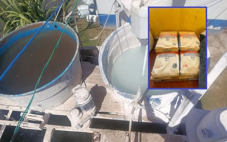 Flagra em Acorizal: cal de obra é usada no tratamento e coloca água da cidade sob suspeita