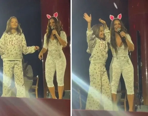 Helena samba com Ivete Sangalo em show em São Paulo
