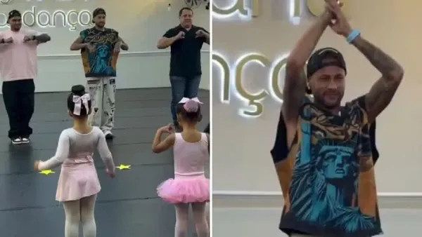 Neymar se emociona em aula de balé com a filha