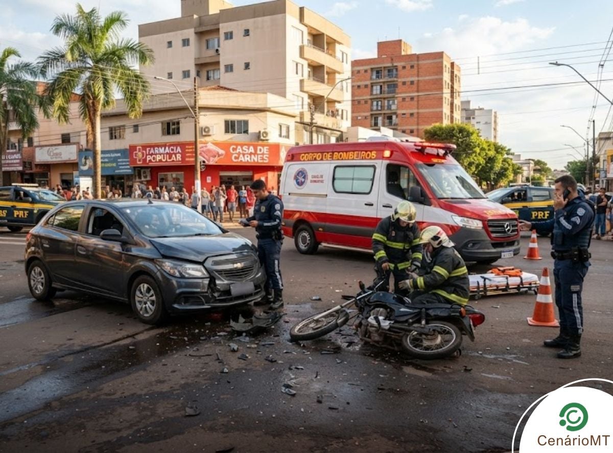 Samu e forças de segurança atendendo acidente