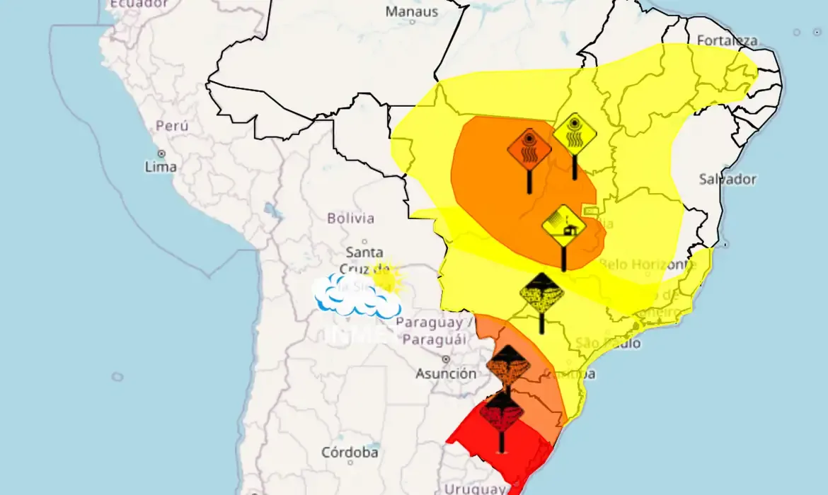 Inmet emite alertas para tempestades, seca e vendavais