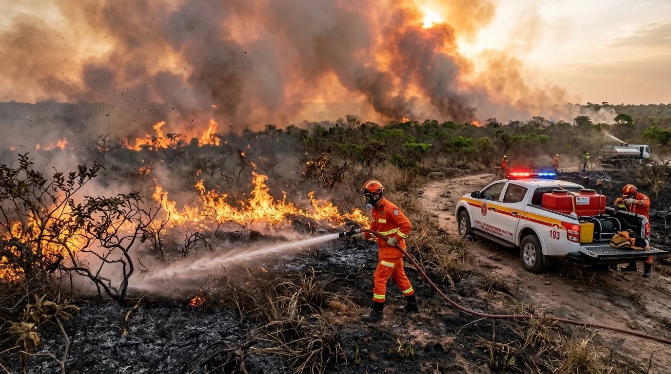 Corpo de Bombeiros mantém equipes no combate a 26 incêndios florestais em 19 municípios de Mato Grosso
