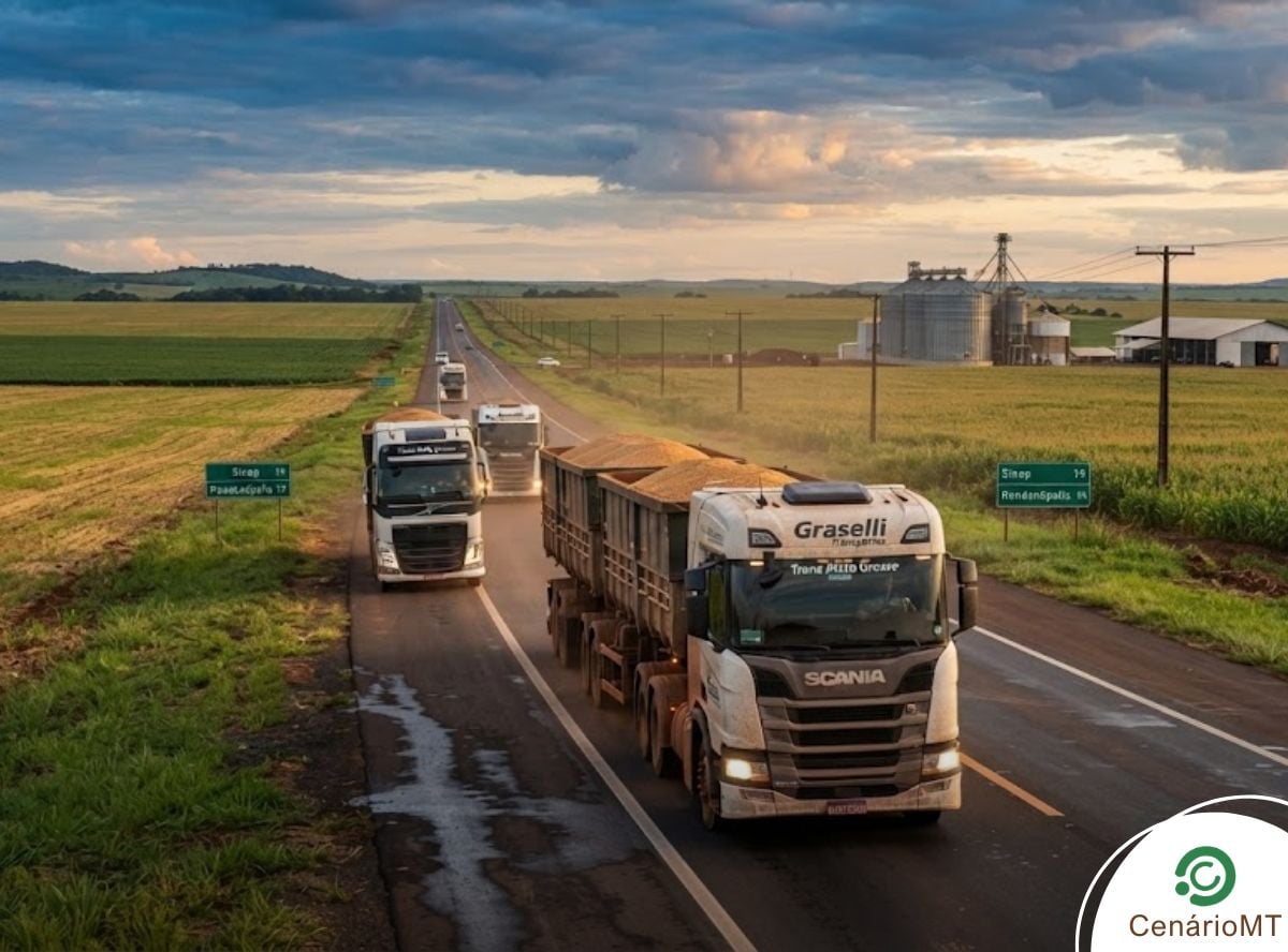 Caminhões trafegando na BR-163