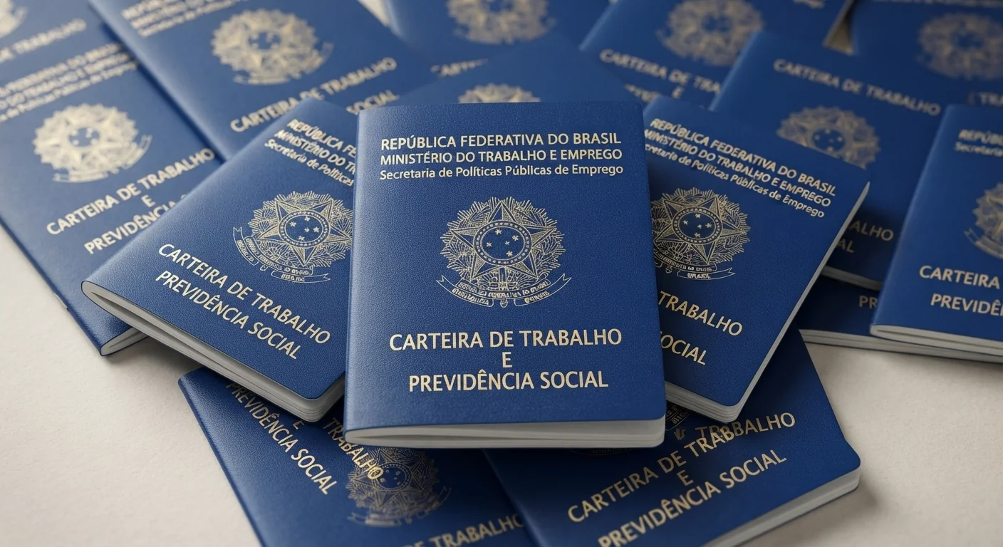 Pilha de carteiras de trabalho