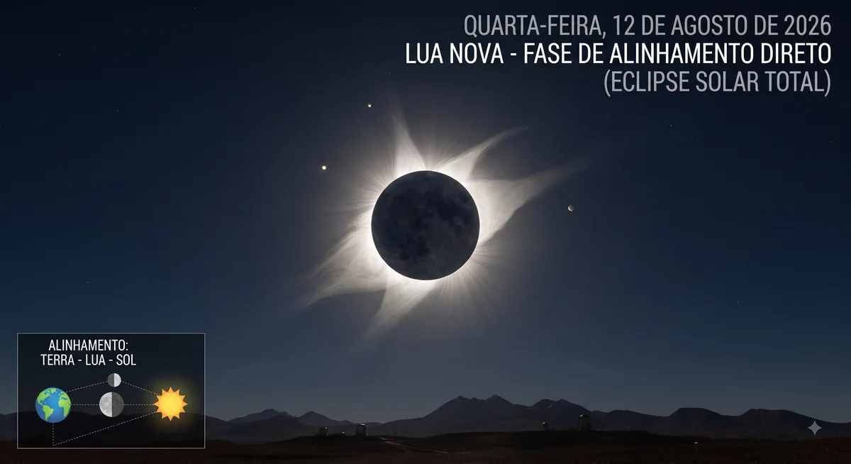Lua hoje quarta-feira (12/08): Lua Nova e eclipse solar