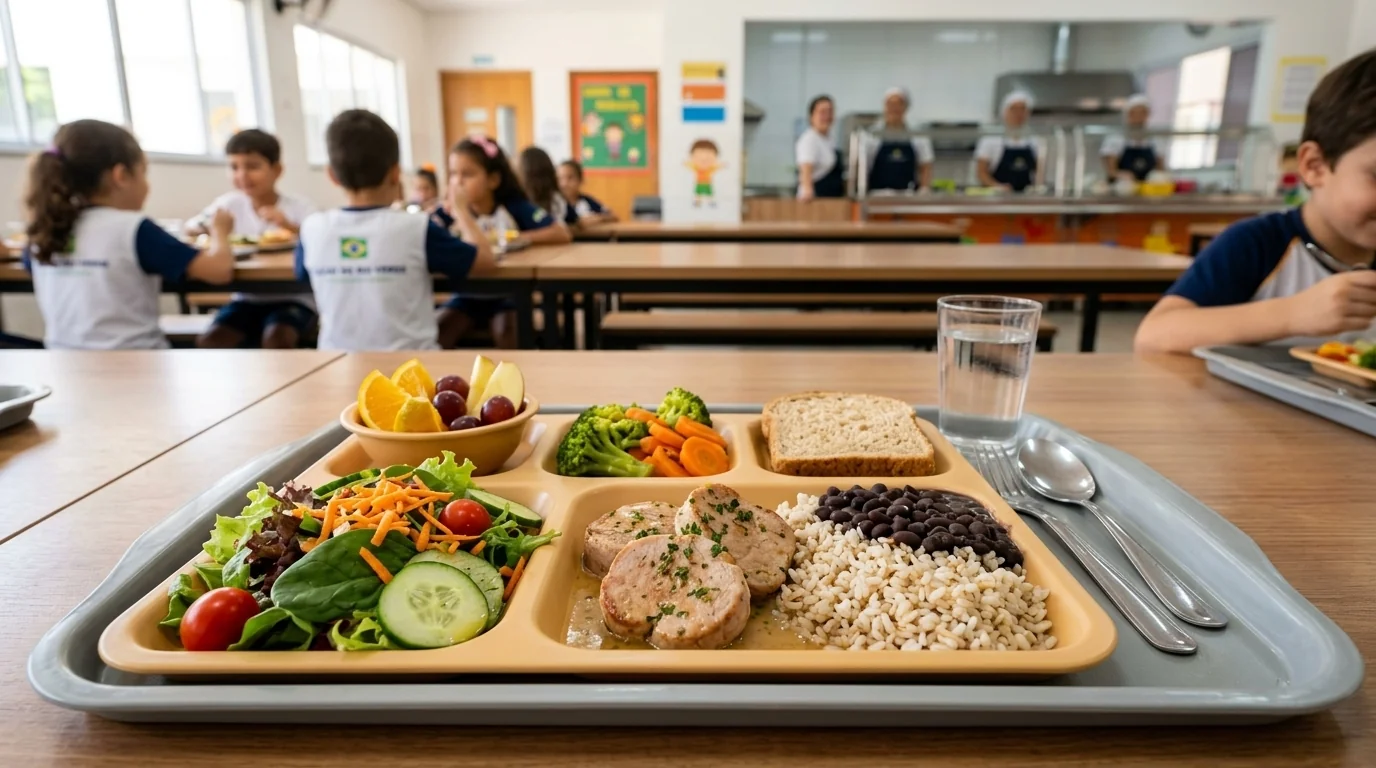 Merenda escolar com carne suína
