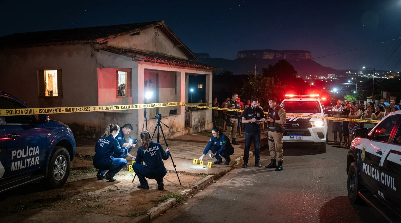 Denúncia de corpo arrastado leva PM a casa com sangue e drogas em Cáceres; quatro pessoas são detidas