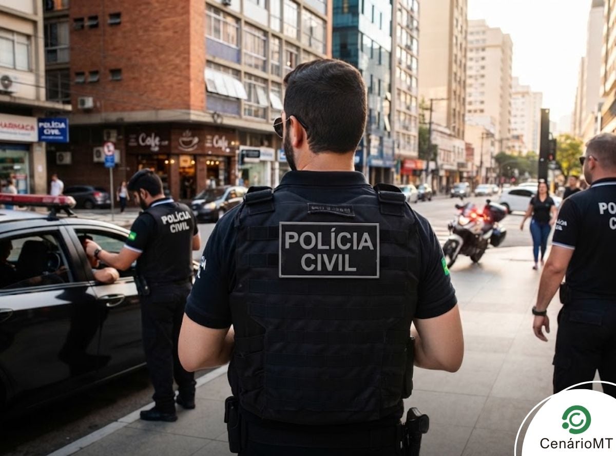 Polícia civil abordando veículos (Crédito: cenárioMT)