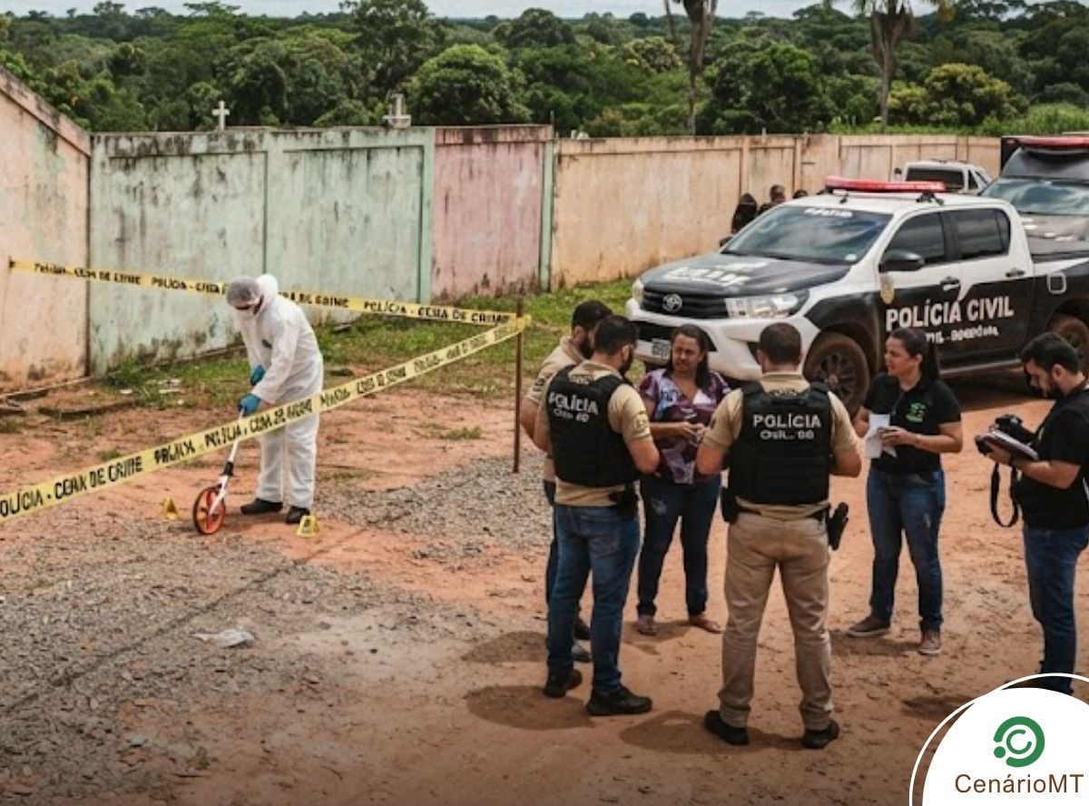 Imagem ilustrativa de equipe forense fazendo perícia em cemitério