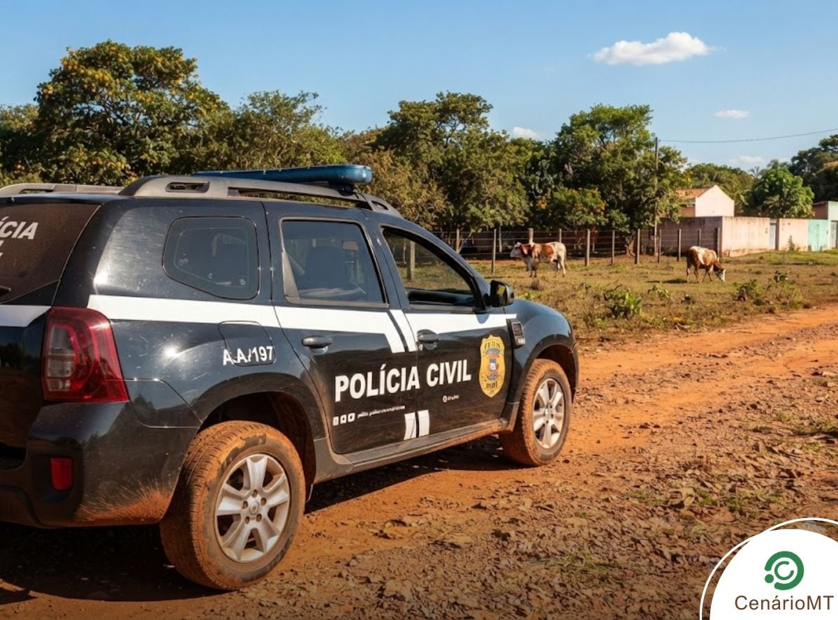 Viatura da polícia civil em estrada de terra